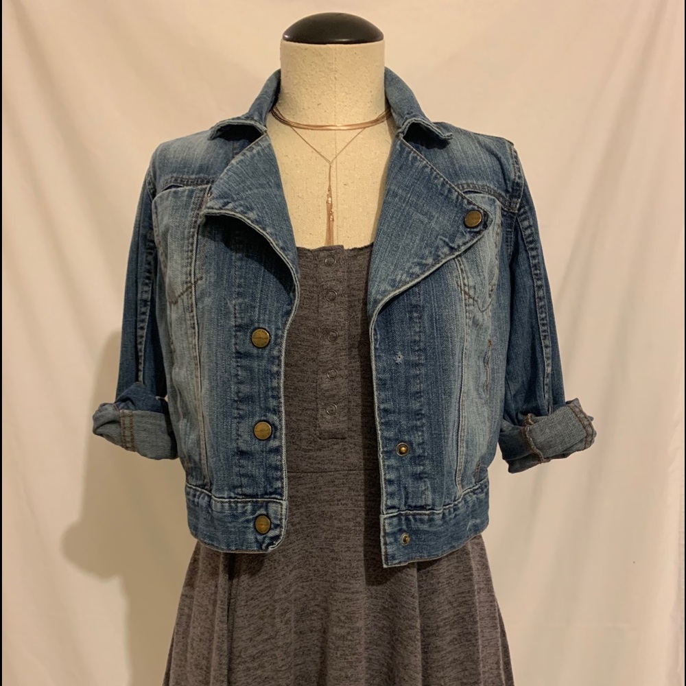 Distressed Medium wash Denim Jacket